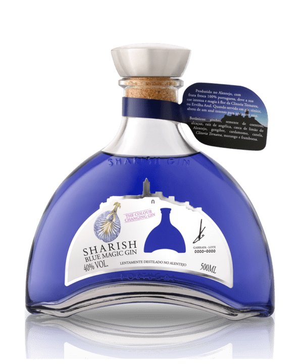 Steklenica Sharish Blue Magic, gina, ki v stiku s tonikom spremeni barvo