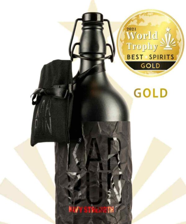 Karbun Navy Strength gin z zlato medaljo iz World Trophy awards.